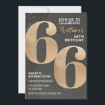 Gold Black 66. Geburtstag Einladung<br><div class="desc">Das Design ist beidseitig mit goldschwarzer Grafik ausgestattet. Perfekt für Männer.</div>