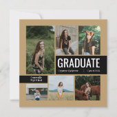 Gold & Black 6 Foto Abschluss Einladung (Vorderseite)