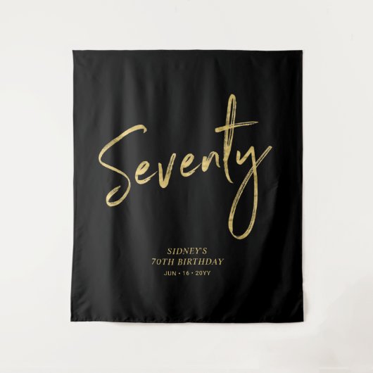 Gold & Black 70. Geburtstagsparty Wandteppich (Vorderseite)