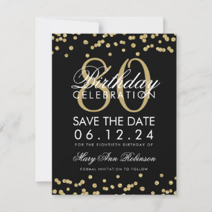 Gold Black 80. Geburtstag Rett Date Confetti Save The Date