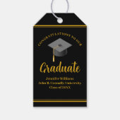 Gold Black Abschluss Gratulation Graduate Geschenkanhänger (Vorderseite)