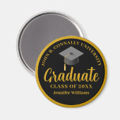 Gold Black Abschluss Personalisiert 2025 Graduate Magnet (Vorderseite/Rückseite)