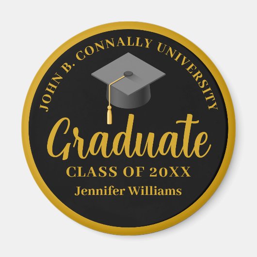 Gold Black Abschluss Personalisiert 2025 Graduate Magnet (Vorne)