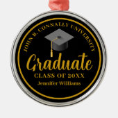 Gold Black Abschluss Personalisiert 2025 Weihnacht Ornament Aus Metall (Vorne)