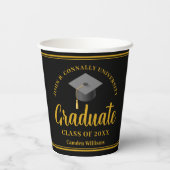 Gold Black Abschluss Personalisiertes formales Par Pappbecher (Rückseite)