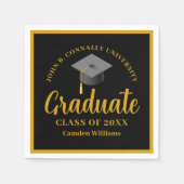 Gold Black Abschluss Personalisiertes formales Par Serviette (Vorderseite)