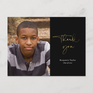 Gold & Black Abschluss Vielen Dank für Ihr Foto Postkarte