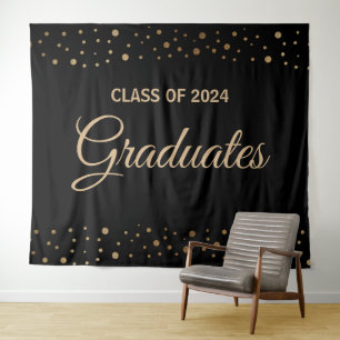 Gold Black Absolventenklasse 2024 Hintergrundbild Wandteppich