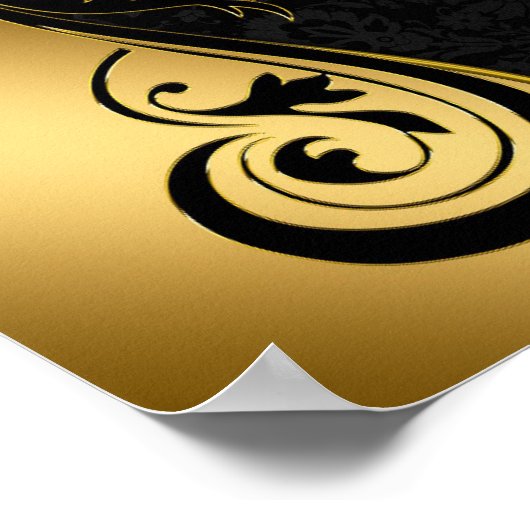 Gold Black Abstrakt Art Poster (Ecke)