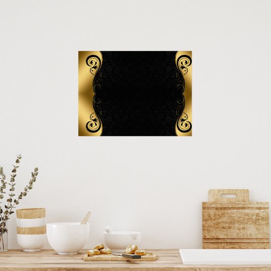Gold Black Abstrakt Art Poster (Küche)