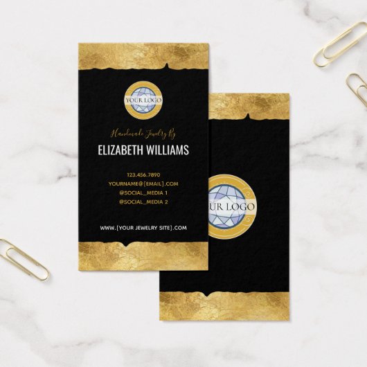 Gold Black Add Your Logo Business Cards (Büro)