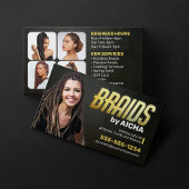 Gold Black African Braiding Salon Hair Braider Visitenkarte