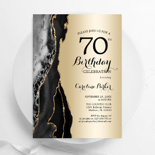 Gold Black Agate 70. Geburtstag Einladung
