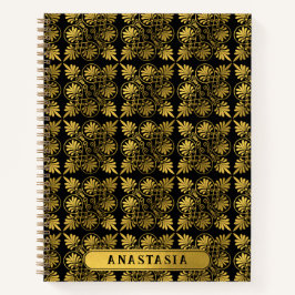 Gold Black Ancient Greece Meander Pattern Name Notizblock