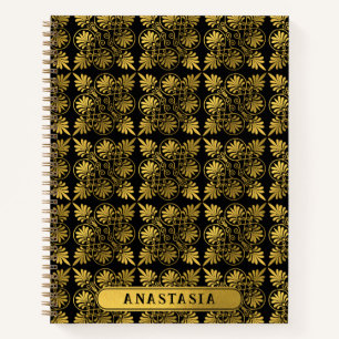 Gold Black Ancient Greece Meander Pattern Name Notizblock
