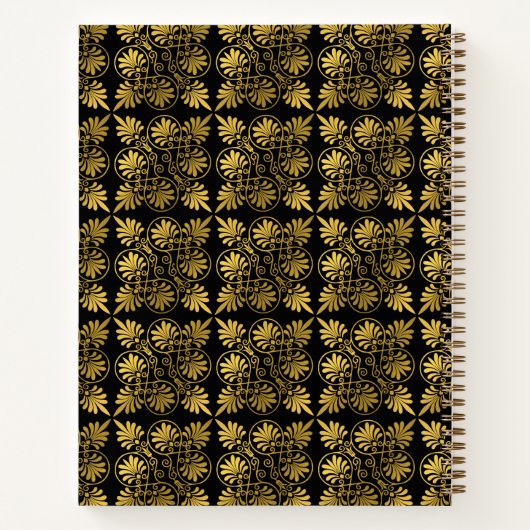 Gold Black Ancient Greece Meander Pattern Name Notizblock (Rückseite)