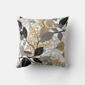 Gold, Black and Grey Leaf Vine Design Kissen (Rückseite)
