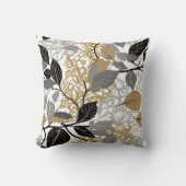 Gold, Black and Grey Leaf Vine Design Kissen (Vorderseite)