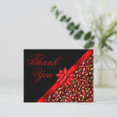 Gold Black and Red Leopard Foil Ribbon Bow Geschen Postkarte (Stehend Vorderseite)