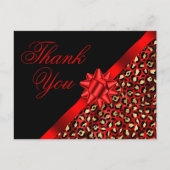Gold Black and Red Leopard Foil Ribbon Bow Geschen Postkarte (Vorderseite)