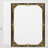 Gold Black and White Art Deco Stationery Paper Briefbogen (Vorne/Hinten)