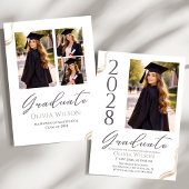 Gold Black and White Elegant Graduation Einladung