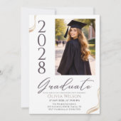 Gold Black and White Elegant Graduation Einladung (Vorderseite)