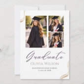 Gold Black and White Elegant Graduation Einladung (Rückseite)