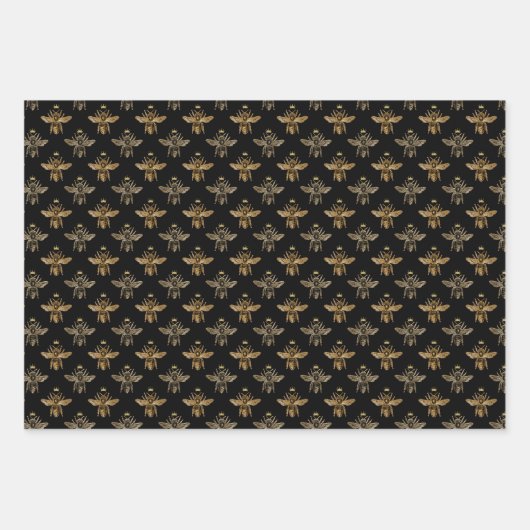 Gold Black Apiary Queen Bee Geschenkpapier Set (Vorderseite 3)