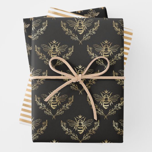 Gold Black Apiary Queen Bee Geschenkpapier Set (Beispiel)