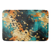 Gold Black Aqua Orange Leopard Abstrakt Badematte (Vorderseite)