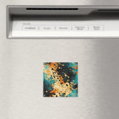 Gold Black Aqua Orange Leopard Abstrakt Magnet (In Situ (Geschirrspüler))