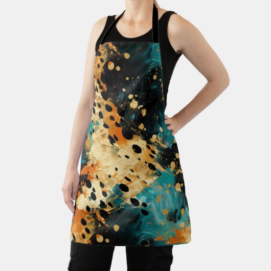 Gold Black Aqua Orange Leopard Abstrakt Schürze (InSitu)