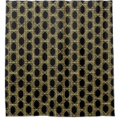 Gold Black Art Deco Diamond Chic Retro Muster Duschvorhang (Vorderseite)