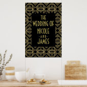 Gold & Black Art Deco Fett Retro Glam Wedding Sign Poster (Küche)