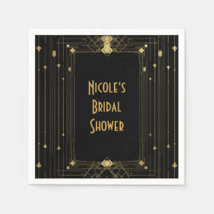 Gold & Black Art Deco Gatsby Roaring Twenties Eleg Serviette