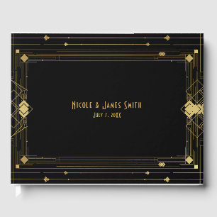 Gold & Black Art Deco Gatsby Roaring Twenties Hoch Gästebuch
