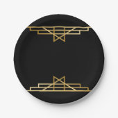 Gold & Black Art Deco, Great Gatsby Wedding Party Pappteller (Vorderseite)