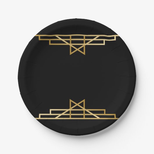 Gold & Black Art Deco, Great Gatsby Wedding Party Pappteller (Vorderseite)