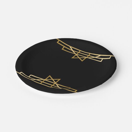Gold & Black Art Deco, Great Gatsby Wedding Party Pappteller (Schrägansicht)