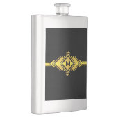 Gold & Black Art Deco Gürtel Monogram Flachmann (Rechts)