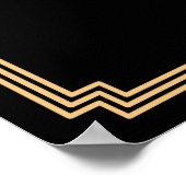 Gold Black Art Deco Hochzeitskarte Poster (Ecke)