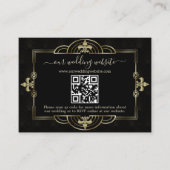 Gold Black Art Deco QR Code Hochzeit Begleitkarte (Vorderseite)