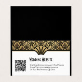 Gold Black Art Deco QR Code Website Hochzeit Visitenkarten (Außenseite Aufgefaltet)