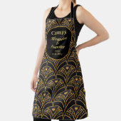 Gold Black Art Deco Scallop Muster personalisieren Schürze (InSitu)