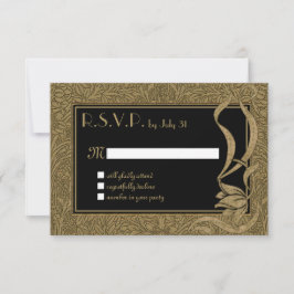 Gold Black Art Nouveau Elegante Einzigartige Hochz RSVP Karte