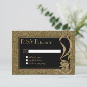 Gold Black Art Nouveau Elegante Einzigartige Hochz RSVP Karte (Stehend Vorderseite)
