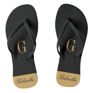 Gold Black Badesandalen