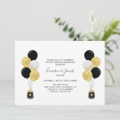Gold & Black Balloons 50. Hochzeitstag Einladung (Stehend Vorderseite)
