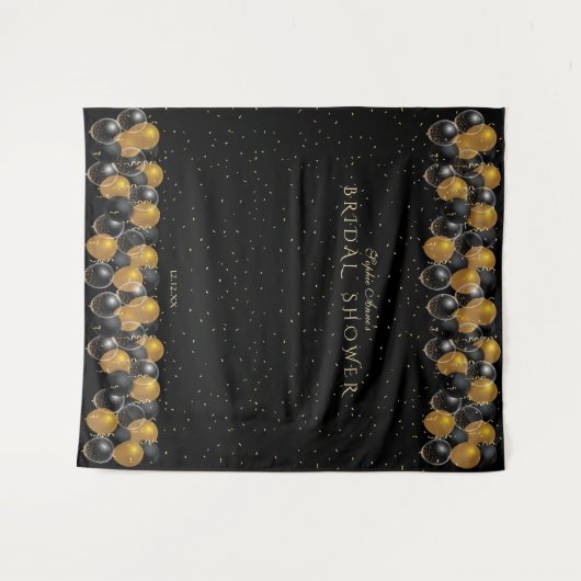 Gold Black Balloons Brautparty Foto Stand Wandteppich (Vorderseite (Horizontal))